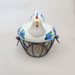 Ceramic Hen Egg Basket Holder - Blue - Image 5