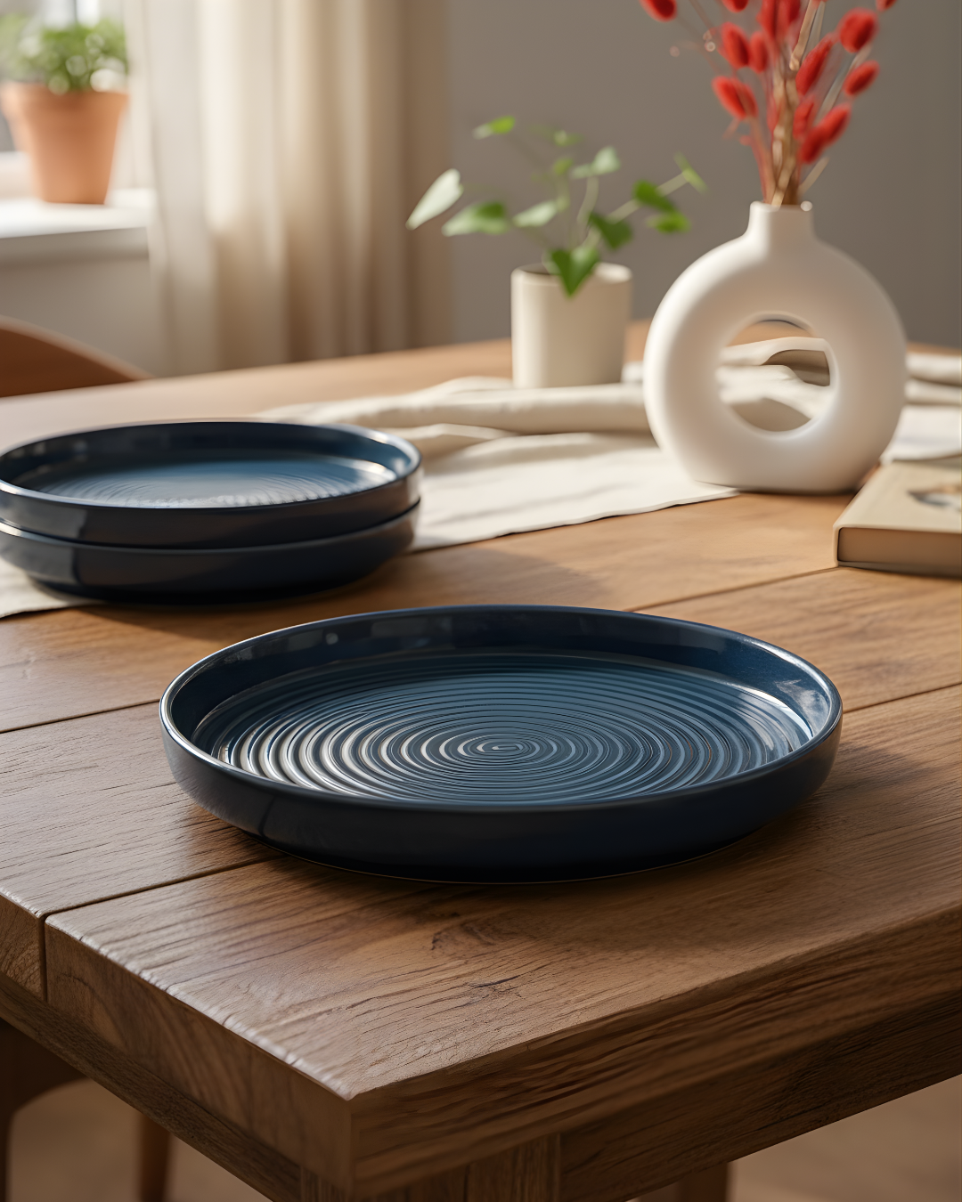 7 Metallic Blue Thali - Image 1