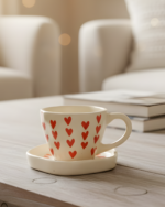 Red Heart Hand Painted Cup & Saucer Set