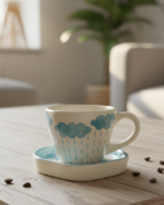Rain Cloud Hand Painted Cup & Saucer Set