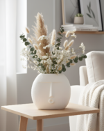 Round Face Off White Vase