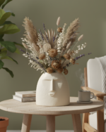 Round Oval Face Off White Vase