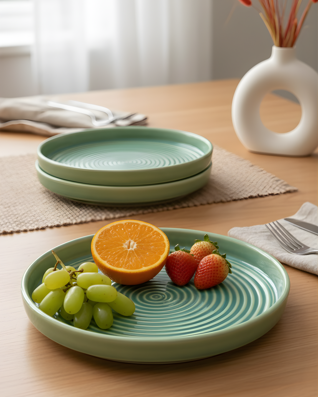 6 Metallic Green Thali - Image 1