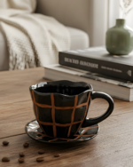 Mocha Checkmate Cup & Saucer Set