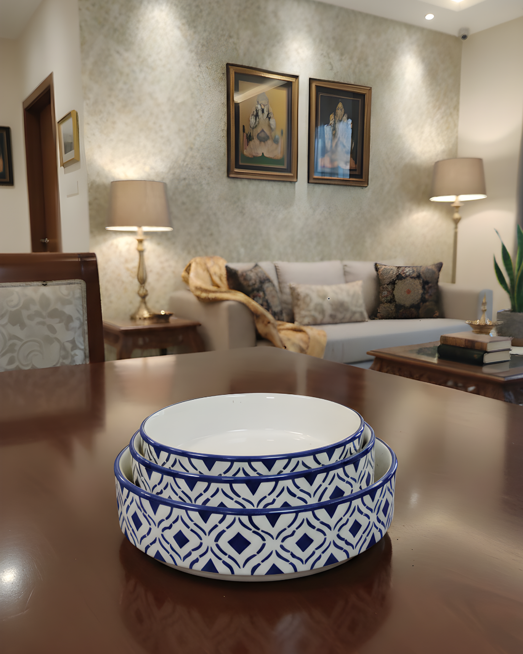 8 Classic Blue & White Bowls – Set of 3 - Image 1