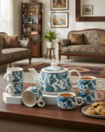 Azure Bloom Tea Kettle - Set of 7 Pcs