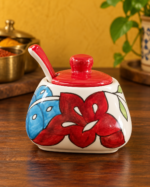 Floral Red Pickle Jar