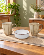 Rustic Mug & White Bowl Combo Set of 3 - Image 4