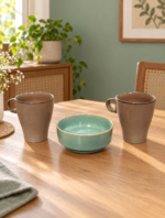 Brown Mug & Green Bowl Combo Set of 3 - Image 4