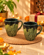 Green Leaf Mug Set of 2